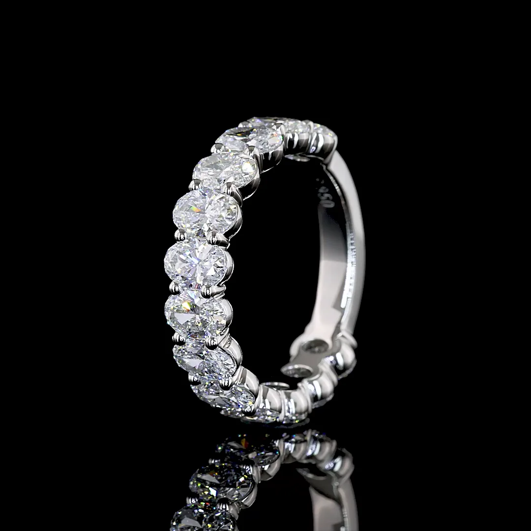 2.03 Cts Platinum Oval Shape 3/4 Band Eternity Band - Image 4