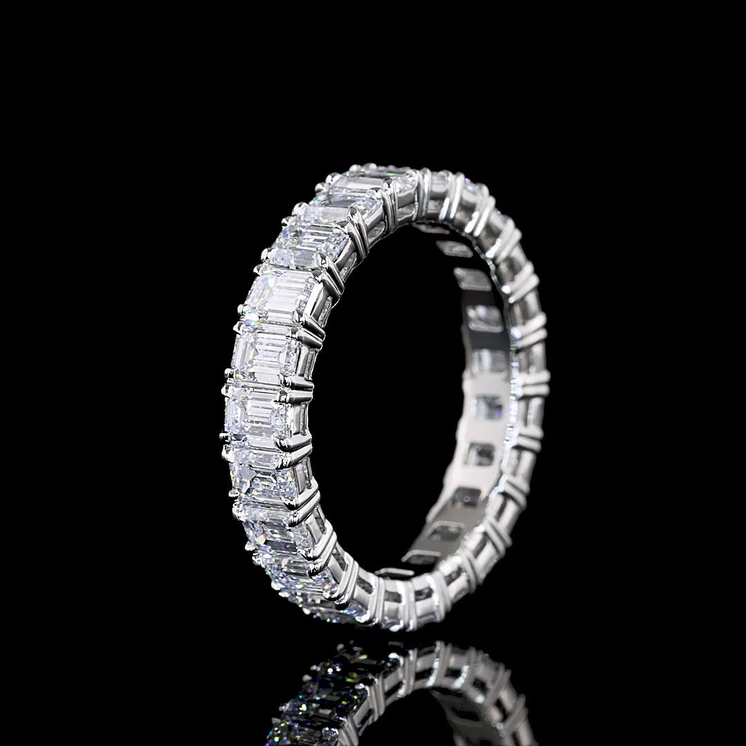 3.34 Cts Platinum Emerald Shape Eternity Band Eternity Band - Image 4