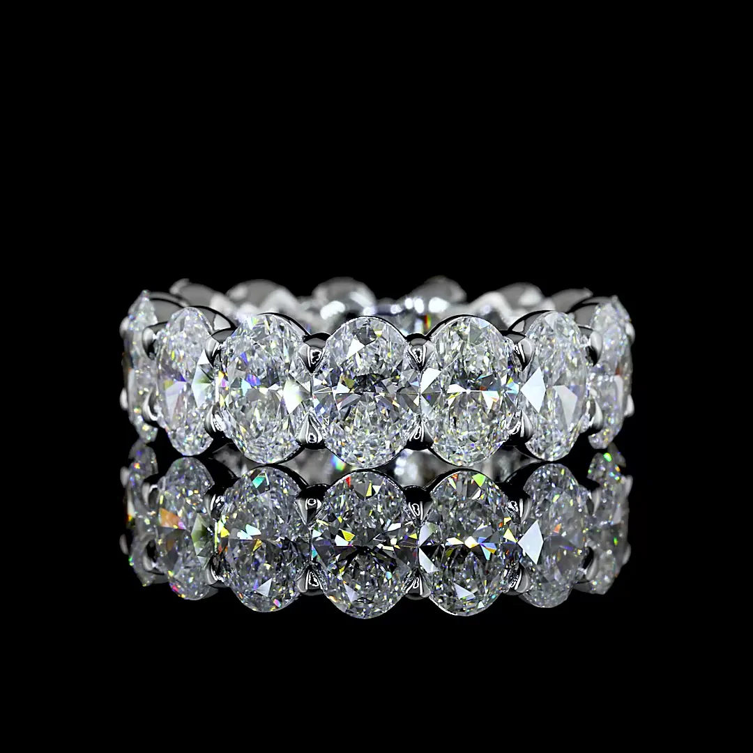 9.2 Cts 14k White Gold Oval Shape Eternity Band Eternity Band - Video