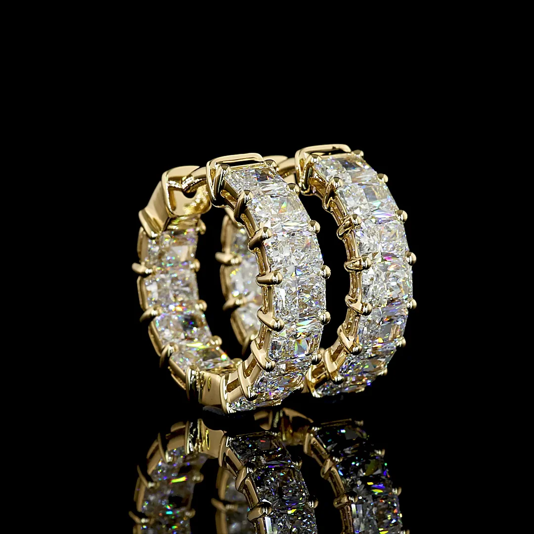 3.4 Cts 14k Yellow Gold Radiant Shape Huggies Earring - Image 3