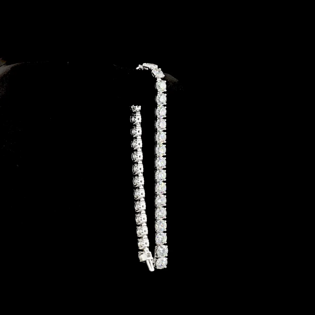 34.31 Cts 14k White Gold Round Shape Tennis Bracelet - Image 3