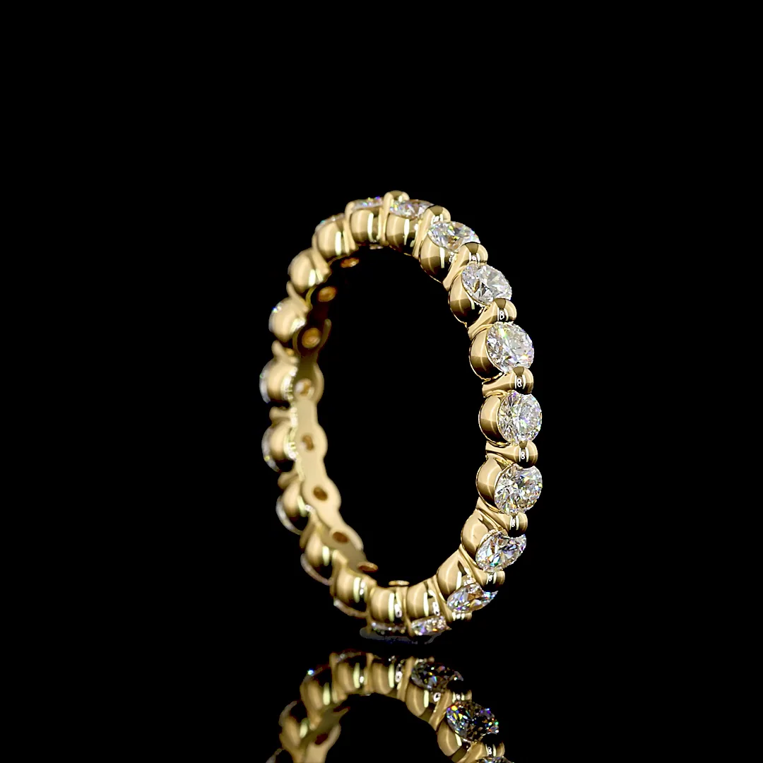 0.93 Cts 18k Yellow Gold Round Shape Eternity Band Eternity Band - Image 2