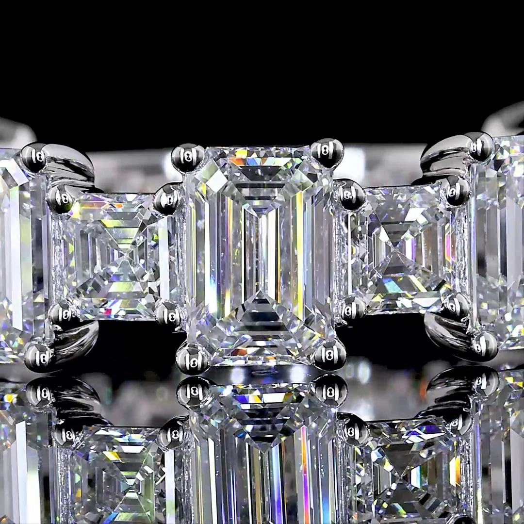 4.82 Cts 14k White Gold Mix Shape 3/4 Band Eternity Band - Image 3