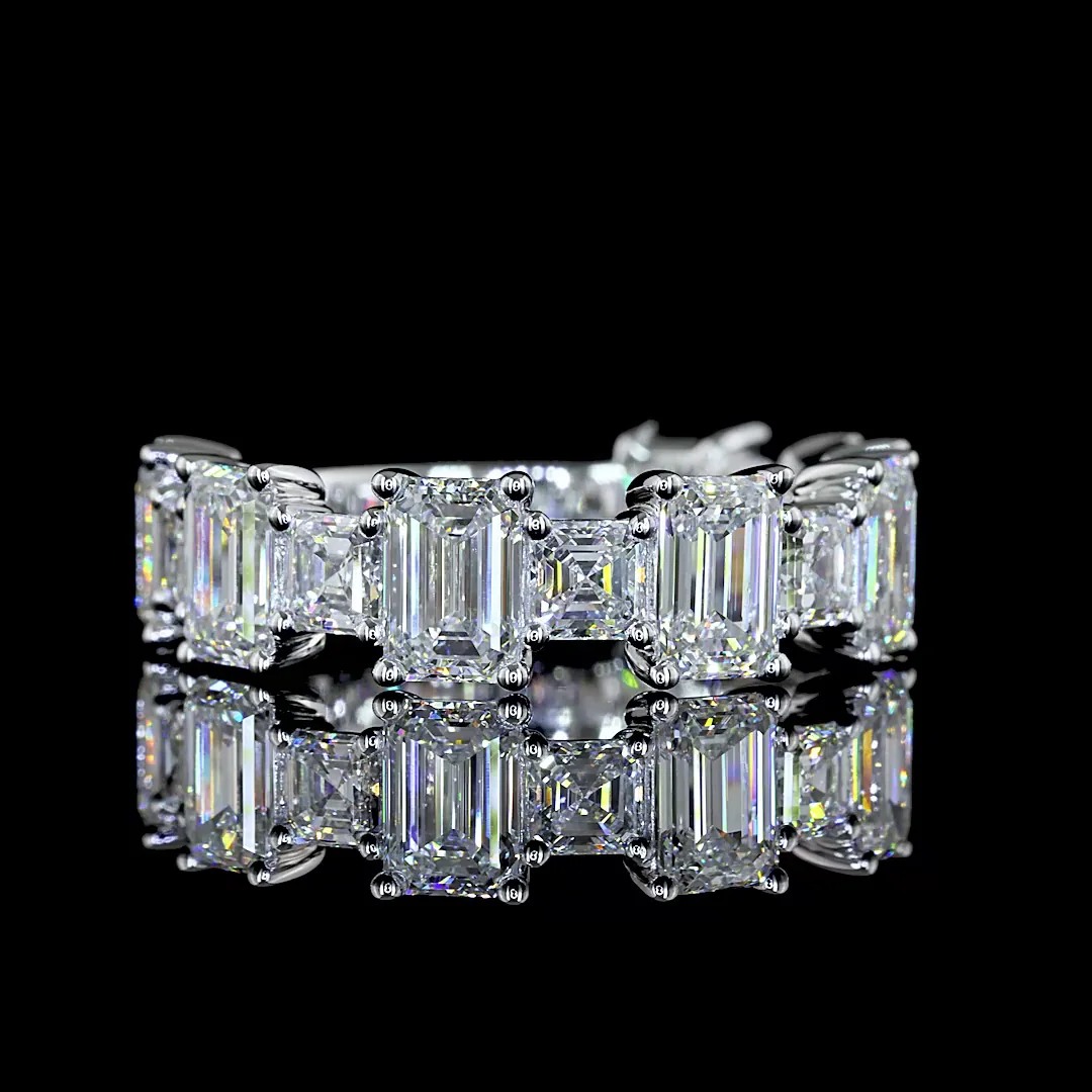4.82 Cts 14k White Gold Mix Shape 3/4 Band Eternity Band - Video