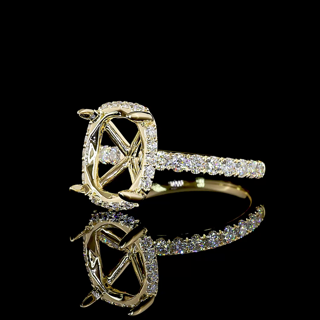 3.59 Cts 14k Yellow Gold Cushion Brilliant Shape Hidden Halo Ring - Image 2