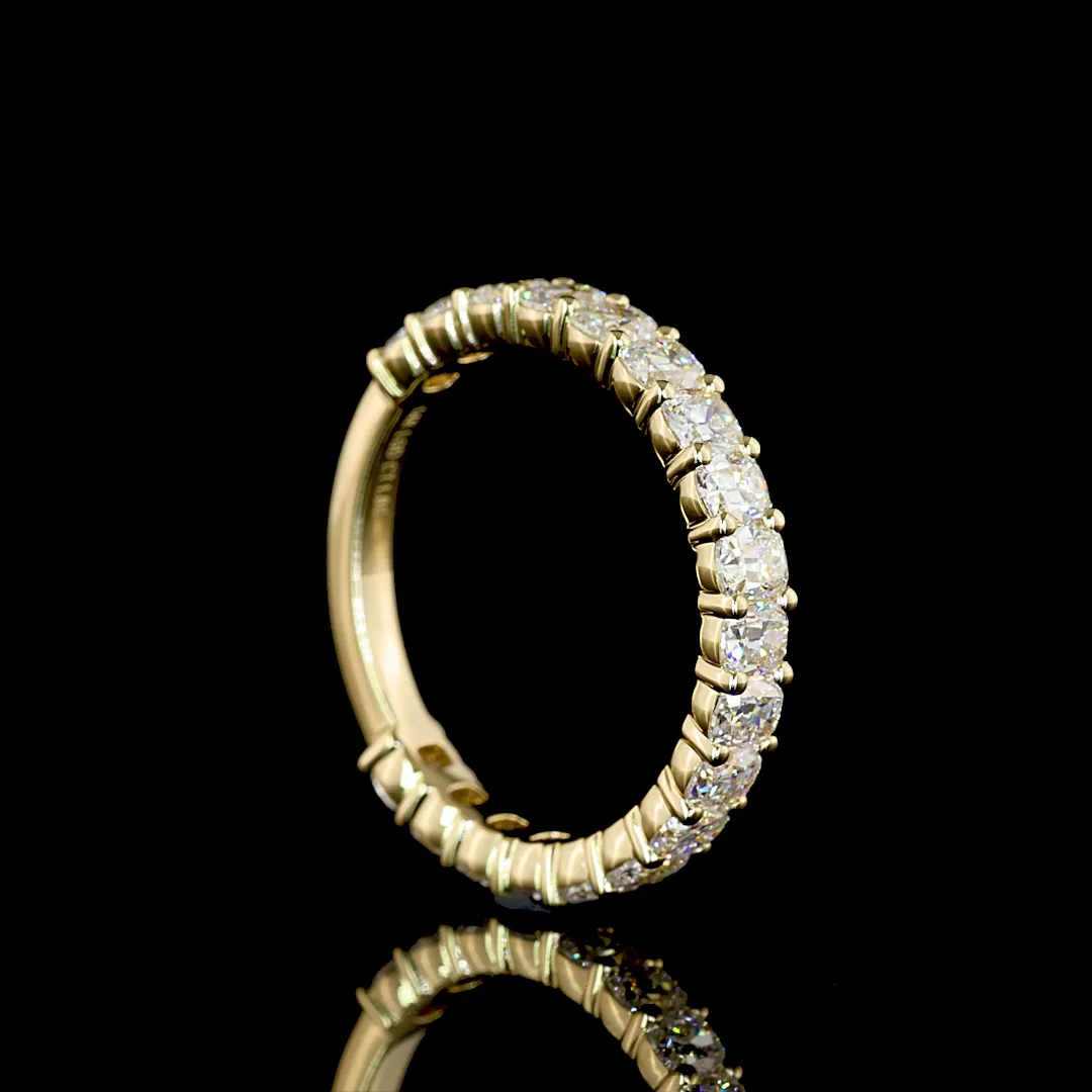 1.86 Cts 14k Yellow Gold Antique Cushion Shape 3/4 Band Eternity Band - Image 2
