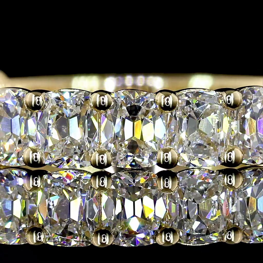 1.86 Cts 14k Yellow Gold Antique Cushion Shape 3/4 Band Eternity Band - Image 3