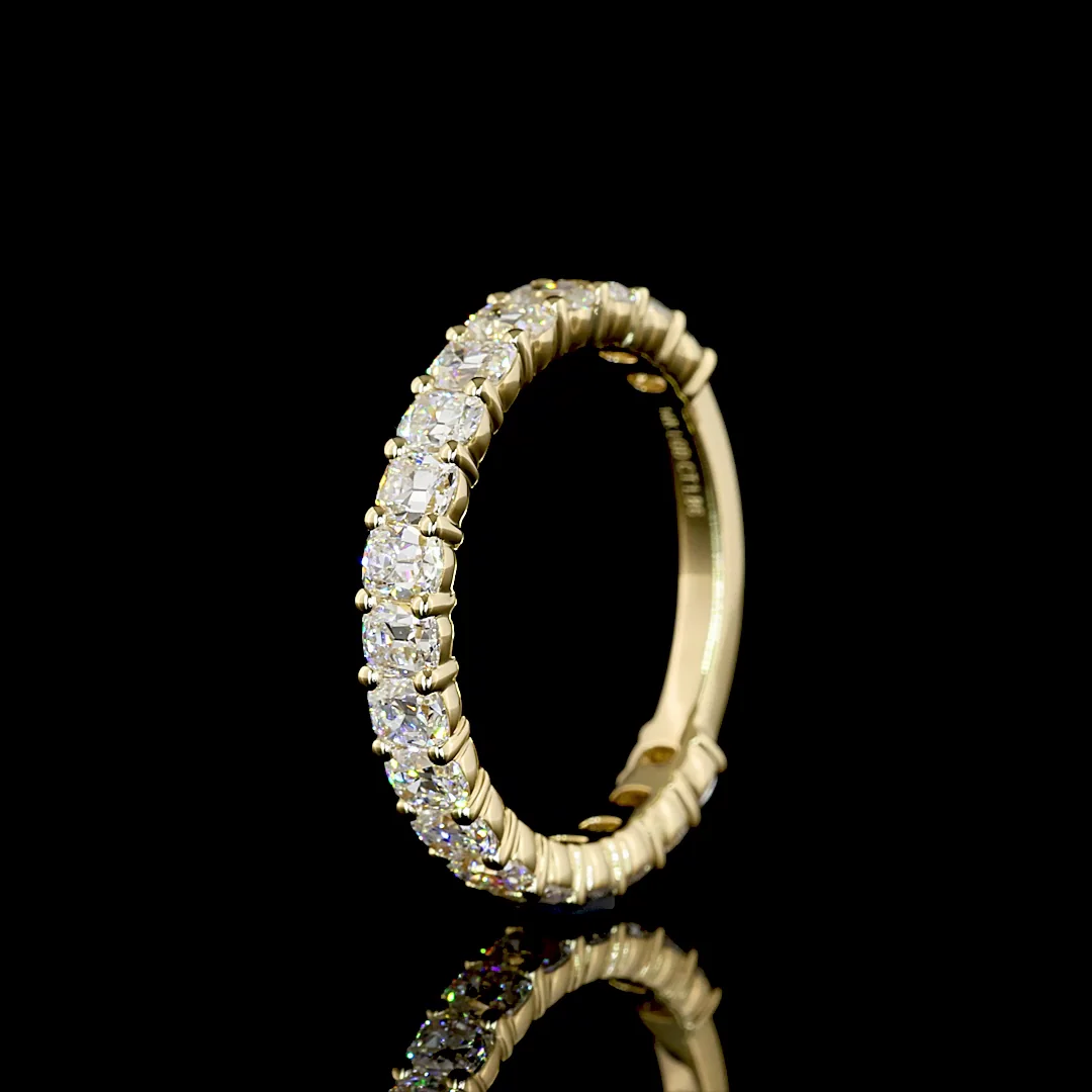 1.86 Cts 14k Yellow Gold Antique Cushion Shape 3/4 Band Eternity Band - Image 4