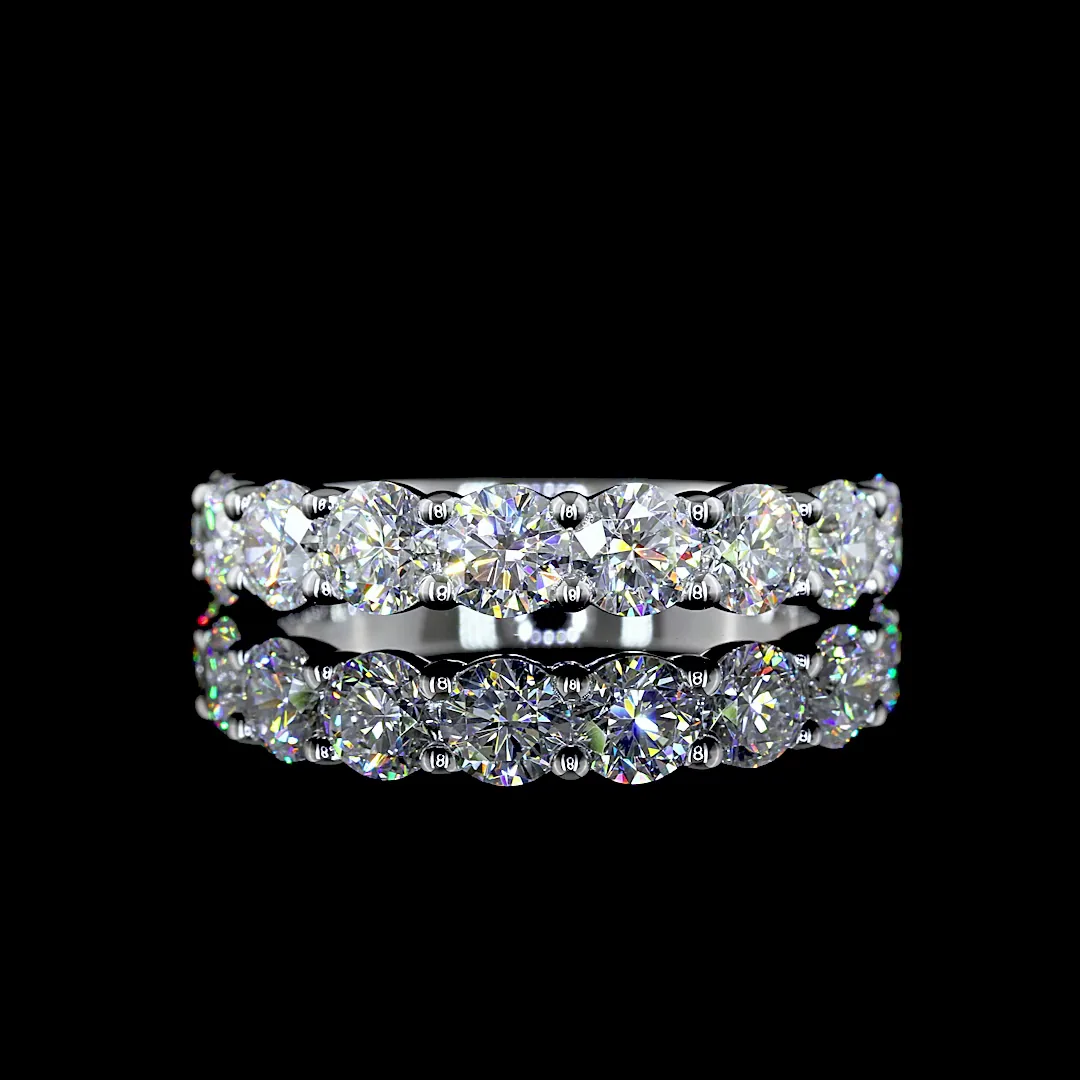 1.99 Cts 14k White Gold Round Shape Half Eternity Eternity Band - Video