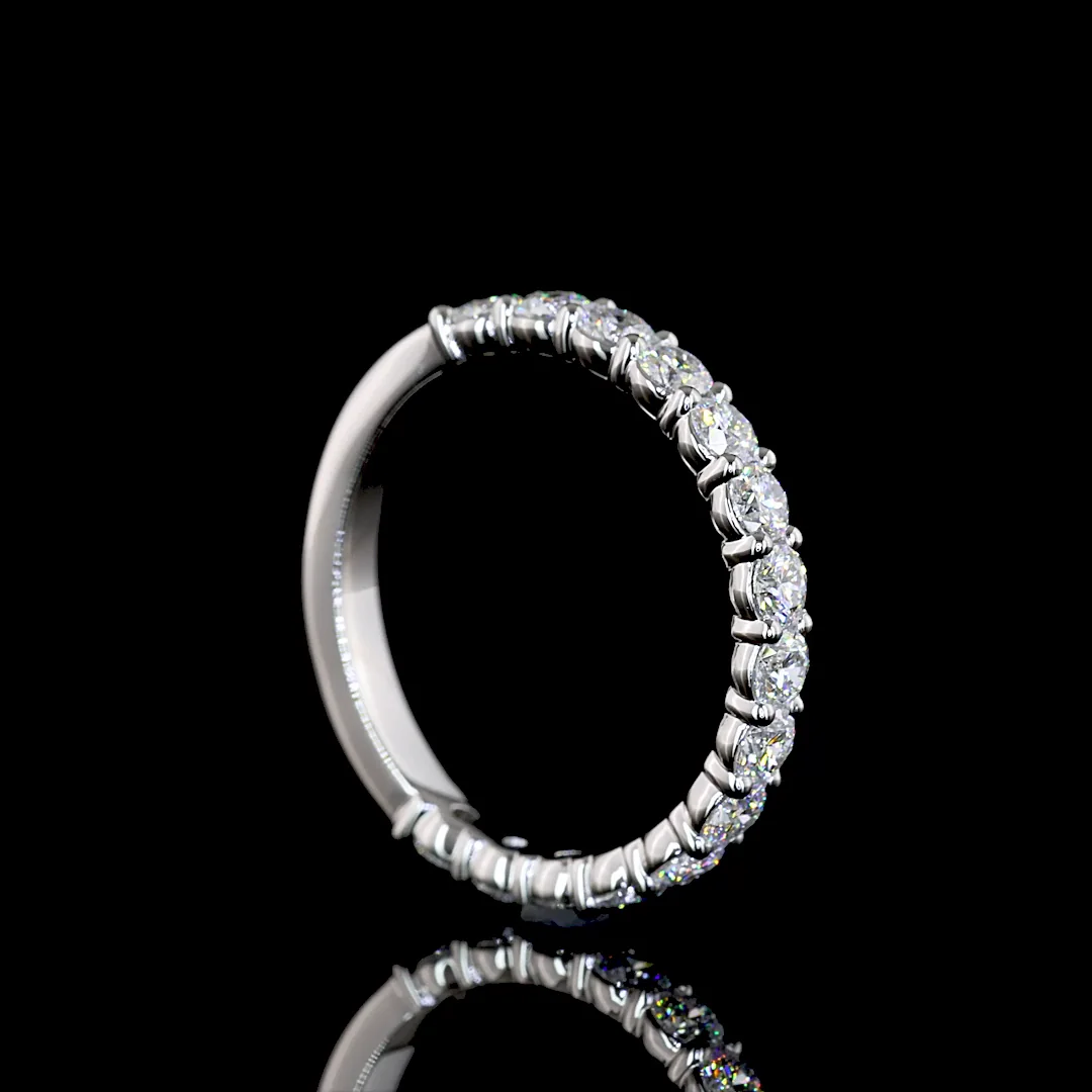 0.89 Cts Platinum Round Shape 3/4 Band Eternity Band - Image 2