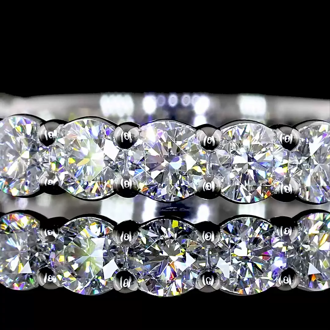 0.89 Cts Platinum Round Shape 3/4 Band Eternity Band - Image 3