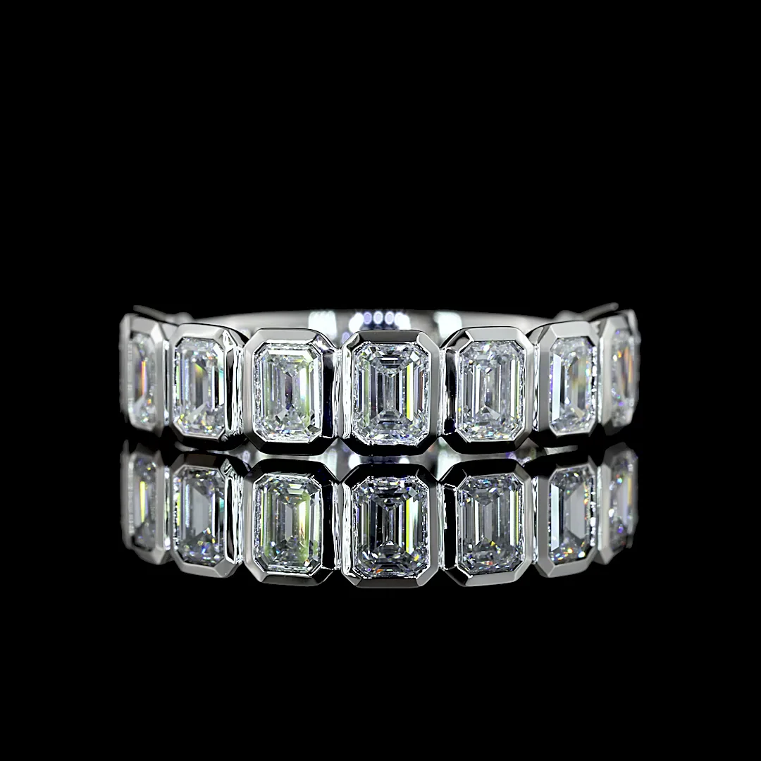 2.64 Cts Platinum Emerald Shape 3/4 Band Eternity Band - Video