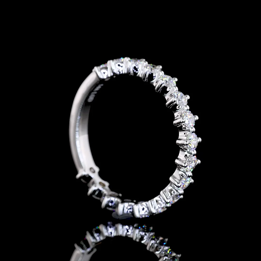 0.68 Cts 14k White Gold Round Shape 3/4 Band Eternity Band - Image 2