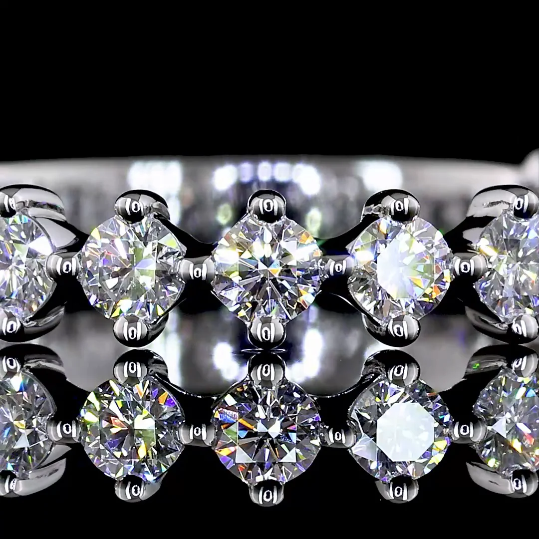 0.68 Cts 14k White Gold Round Shape 3/4 Band Eternity Band - Image 3