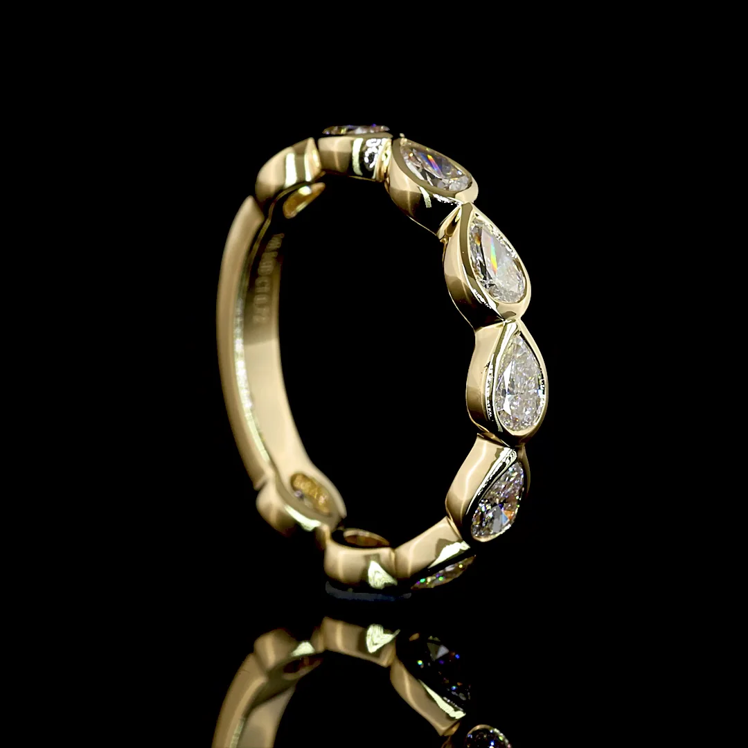 0.72 Cts 14k Yellow Gold Pear Shape 3/4 Band Eternity Band - Image 2