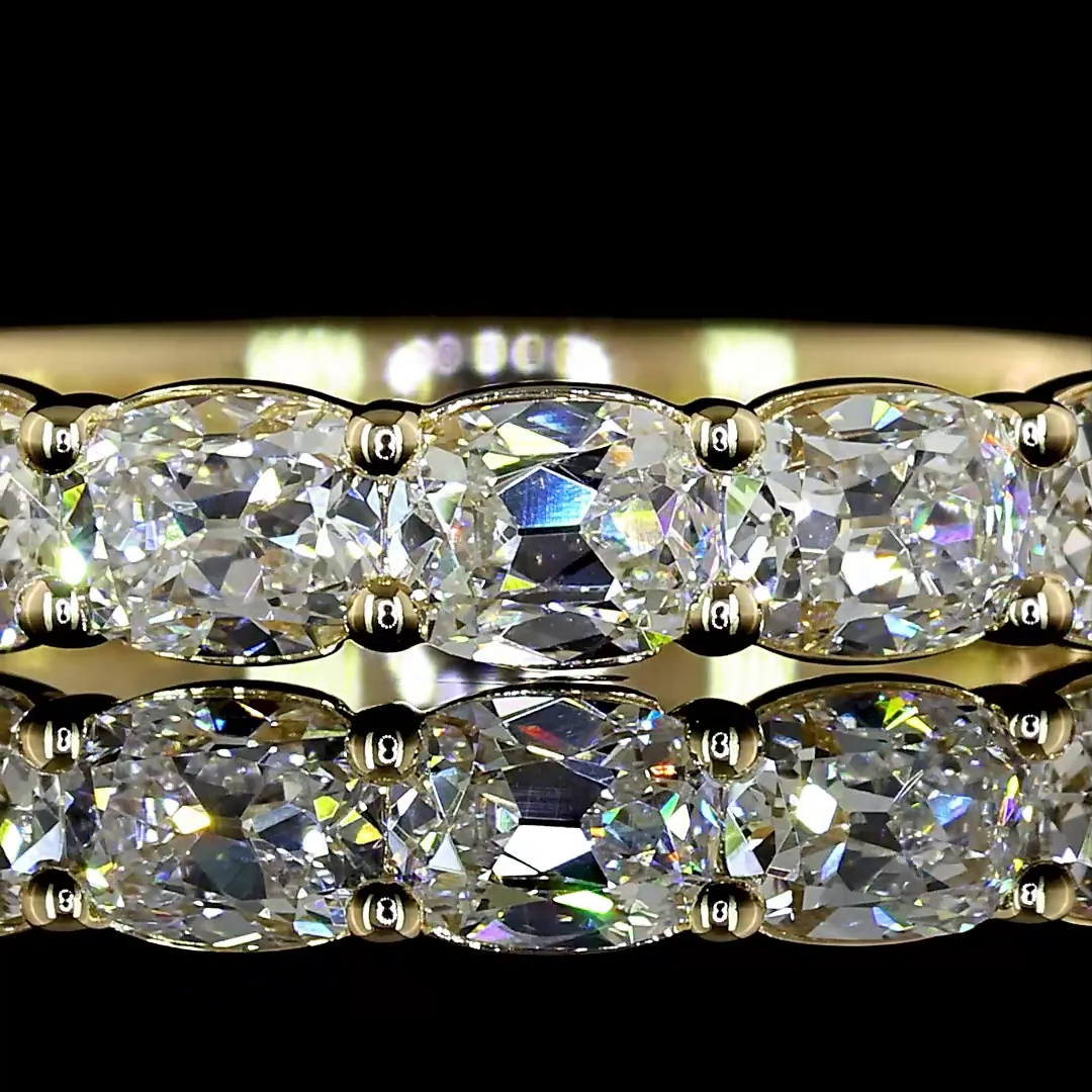 1.51 Cts 14k Yellow Gold Antique Cushion Shape 3/4 Band Eternity Band - Image 3