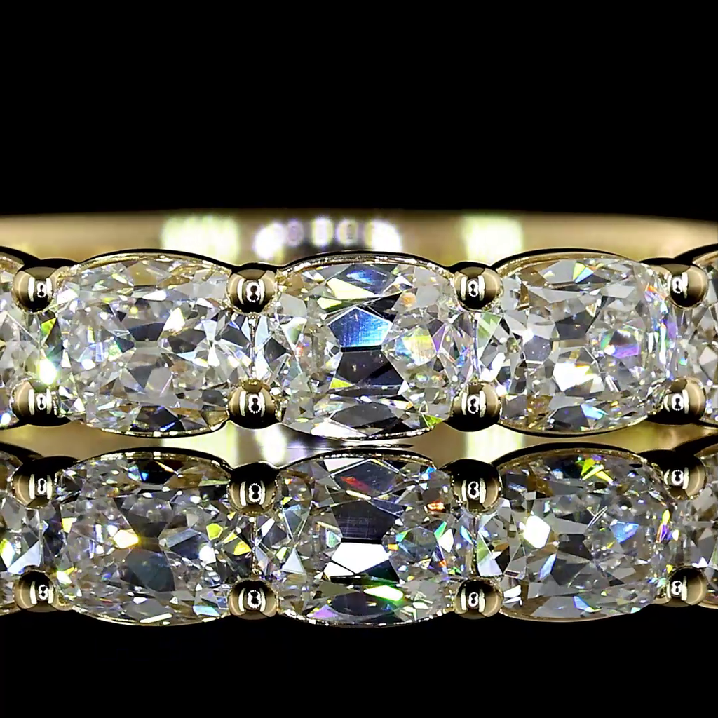 1.51 Cts 14k Yellow Gold Antique Cushion Shape 3/4 Band Eternity Band - Image 3