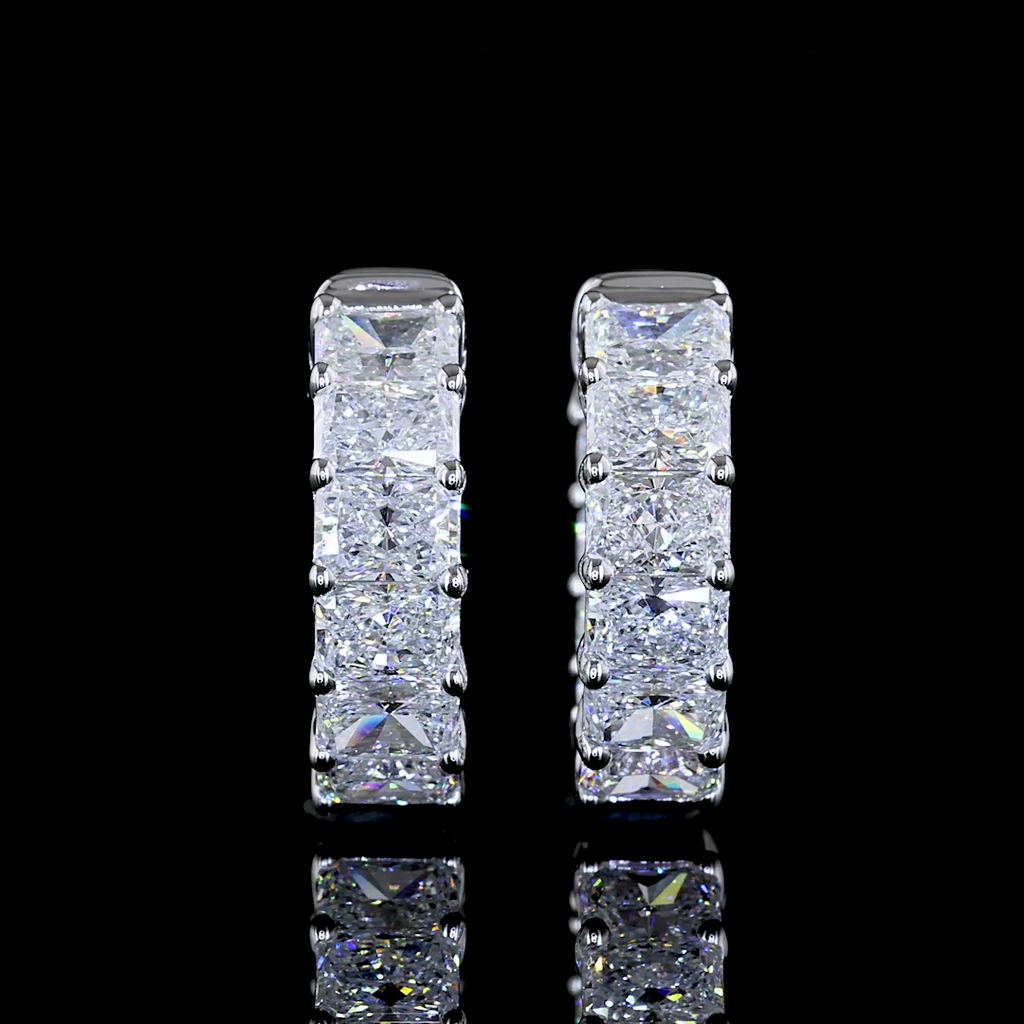 2.3 Cts 14k White Gold Radiant Shape Huggies Earring - Video