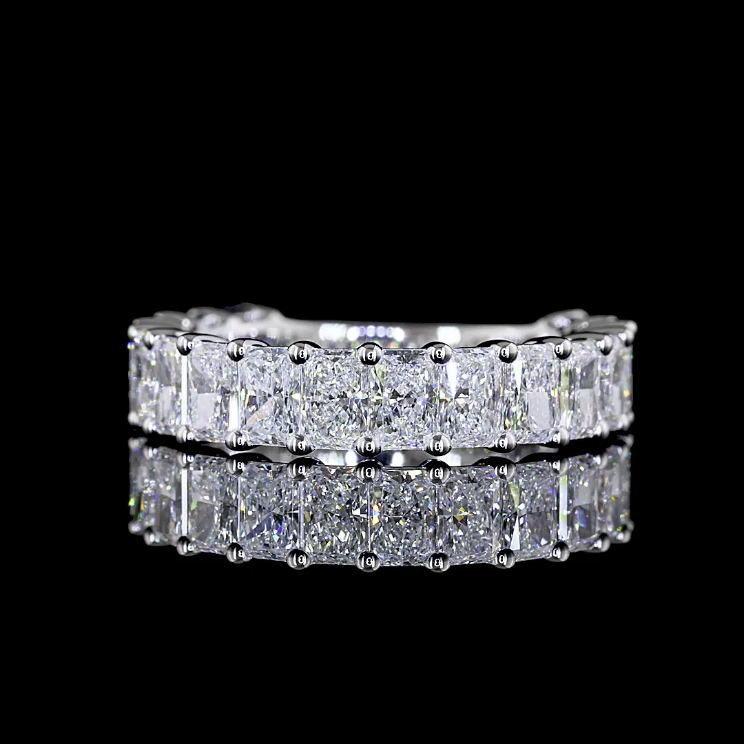 2.53 Cts 14k White Gold Radiant Shape 3/4 Band Eternity Band - Video