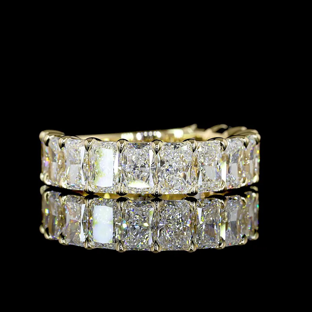 3.56 Cts 14k Yellow Gold Radiant Shape 3/4 Band Eternity Band - Video