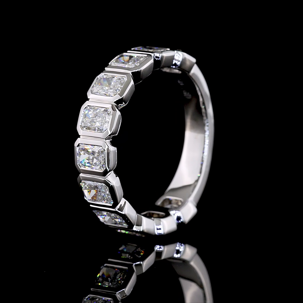 2.23 Cts 14k White Gold Radiant Shape 3/4 Band Eternity Band - Image 4