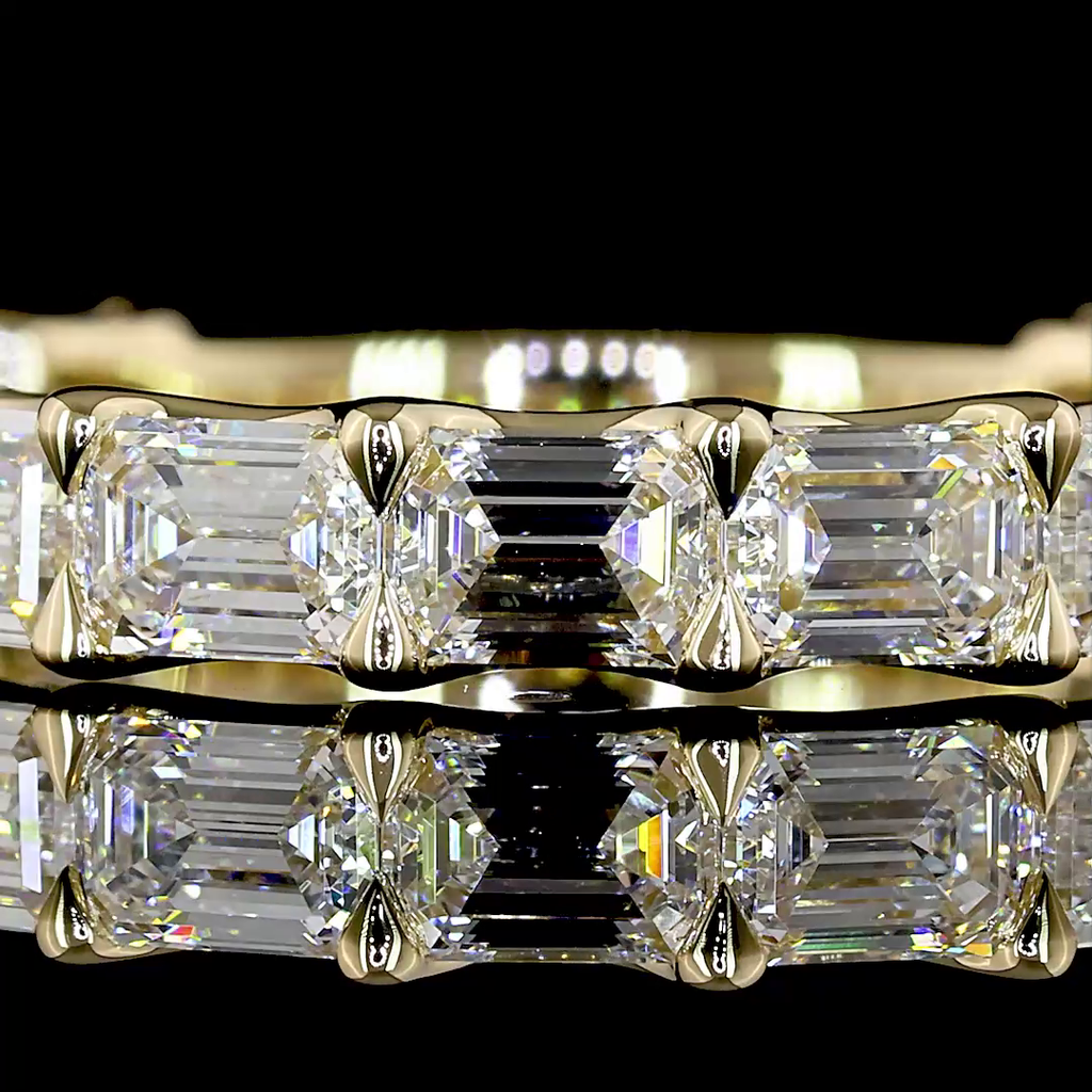 2.59 Cts 14k Yellow Gold Emerald Shape 3/4 Band Eternity Band - Image 3