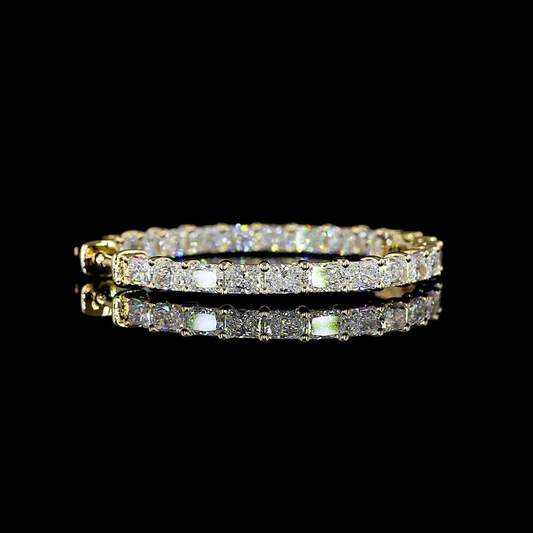 4.88 Cts 14k Yellow Gold Radiant Shape Hoops Earring - Image 4