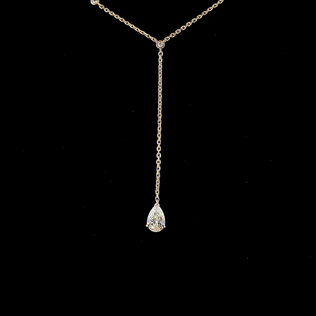 1.24 Cts 14k Rose Gold Mix Shape Lariat Necklace - Image 3