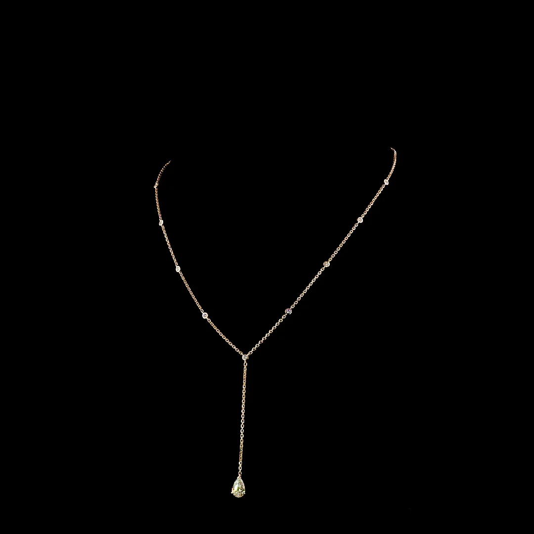 1.24 Cts 14k Rose Gold Mix Shape Lariat Necklace - Video