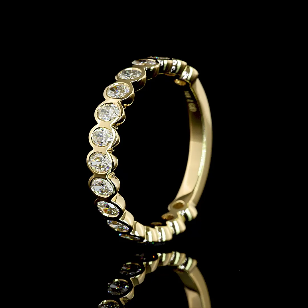 0.97 Cts 14k Yellow Gold Oval Shape 3/4 Band Eternity Band - Image 4