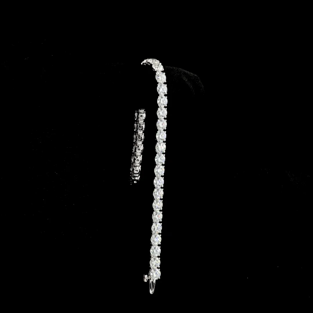 14.1 Cts 14k White Gold Round Shape Tennis Bracelet - Image 3