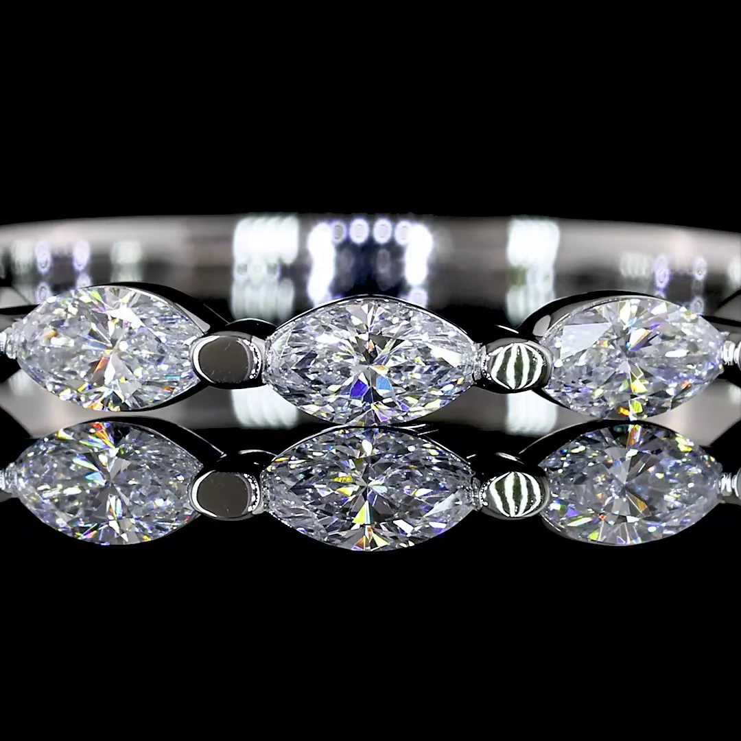 0.59 Cts Platinum Marquise Shape Half Eternity Eternity Band - Image 3