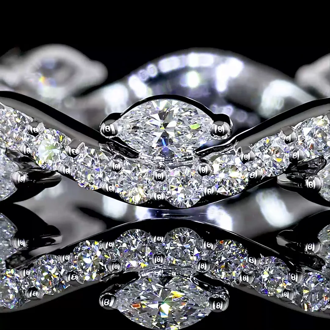 0.81 Cts 18k White Gold Mix Shape Special Eternity Band - Image 3