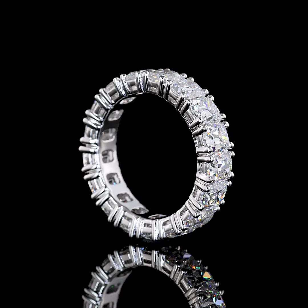 5.22 Cts 14k White Gold Antique Cushion Shape Eternity Band Eternity Band - Image 4