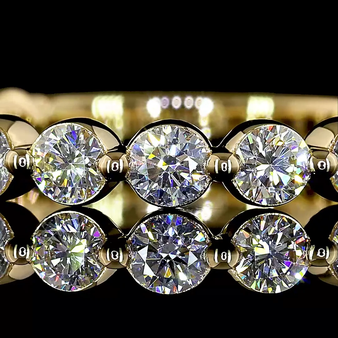 0.87 Cts 18k Yellow Gold Round Shape 3/4 Band Eternity Band - Image 3