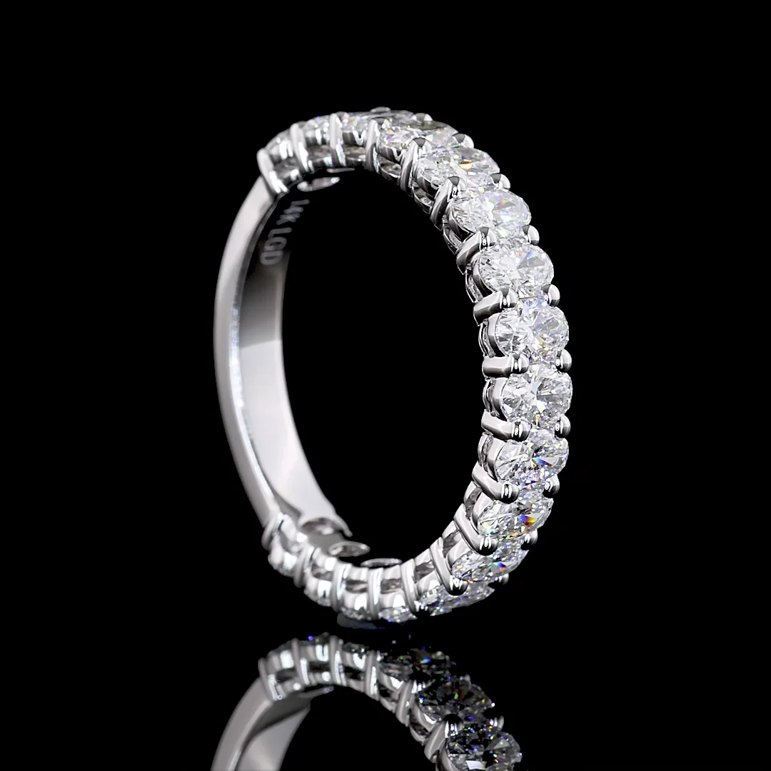 1.83 Cts 14k White Gold Oval Shape 3/4 Band Eternity Band - Image 2
