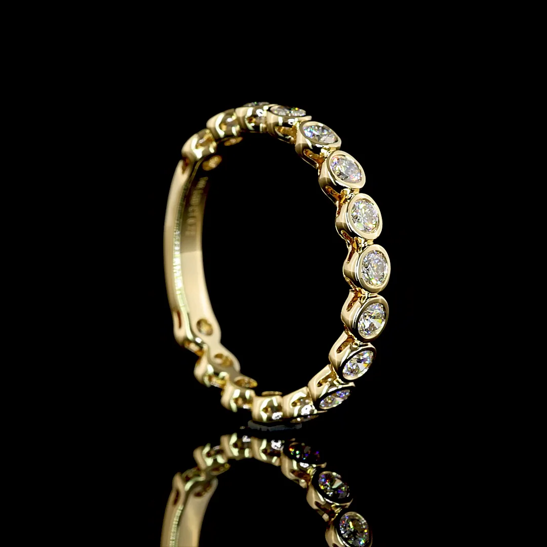0.72 Cts 14k Yellow Gold Round Shape 3/4 Band Eternity Band - Image 2