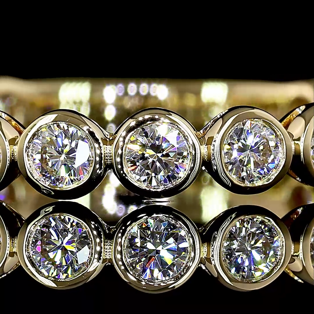 0.72 Cts 14k Yellow Gold Round Shape 3/4 Band Eternity Band - Image 3