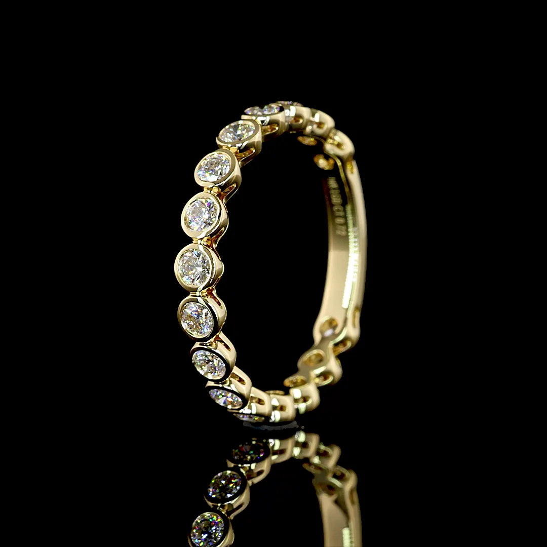0.72 Cts 14k Yellow Gold Round Shape 3/4 Band Eternity Band - Image 4