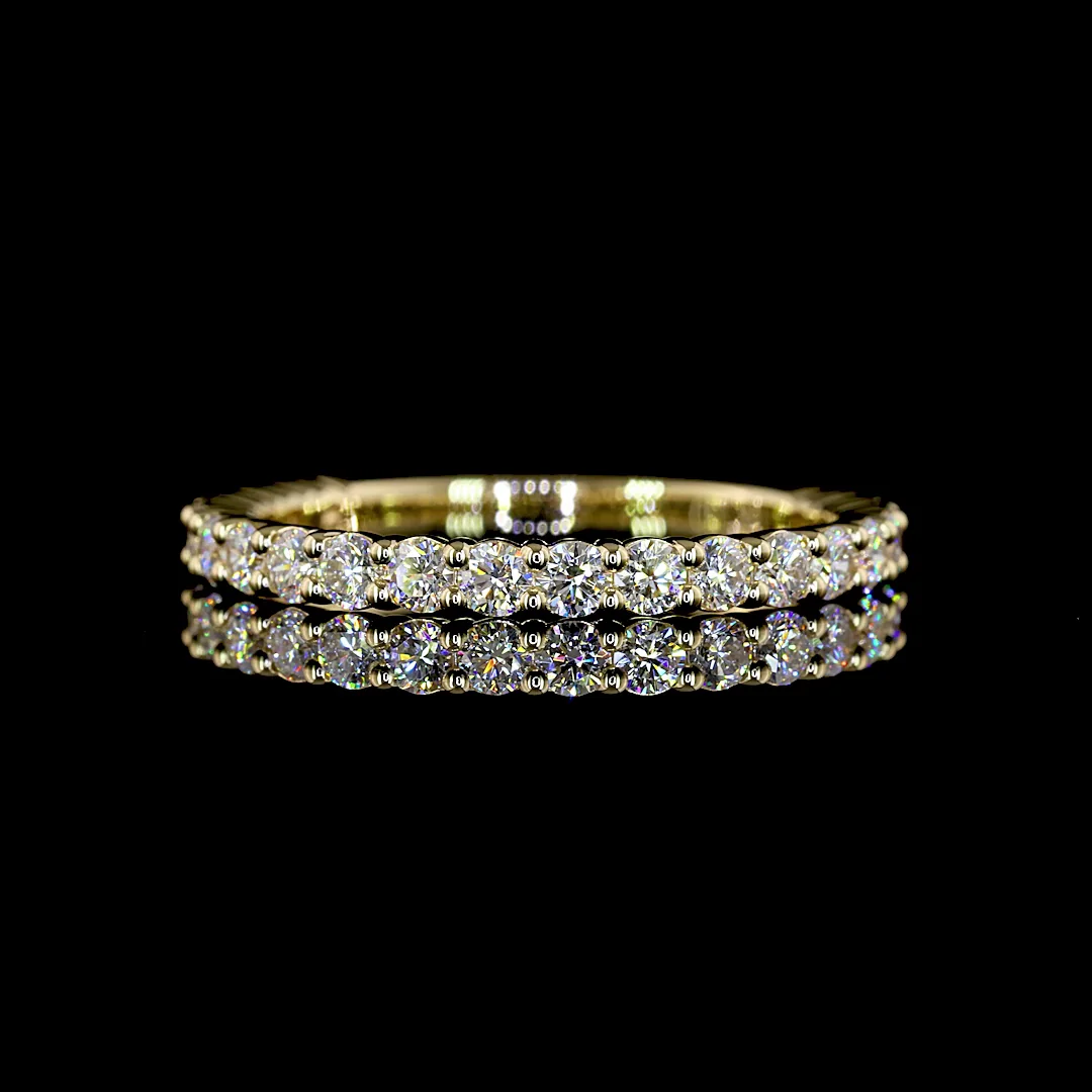 0.82 Cts 14k Yellow Gold Round Shape 3/4 Band Eternity Band - Video