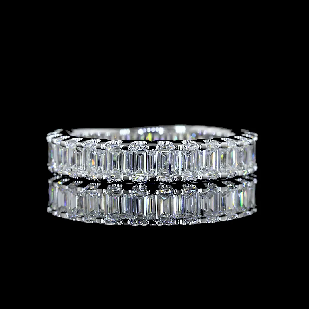 2.06 Cts 14k White Gold Emerald Shape 3/4 Band Eternity Band - Video