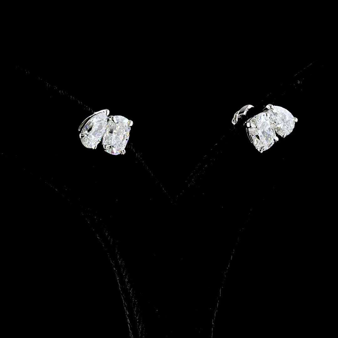3.91 Cts Platinum Mix Shape Studs Earring - Image 2