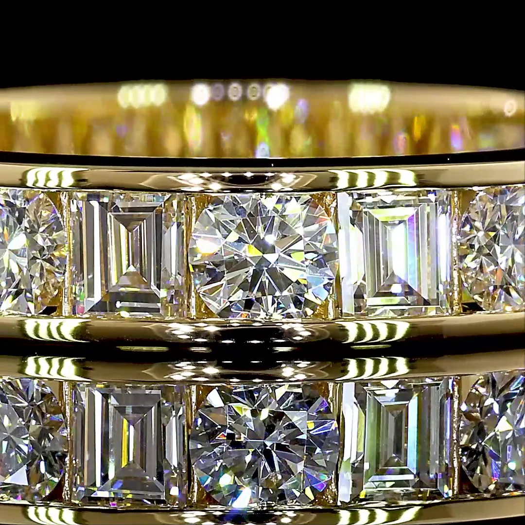 1.86 Cts 18k Yellow Gold Mix Shape 3/4 Band Eternity Band - Image 3