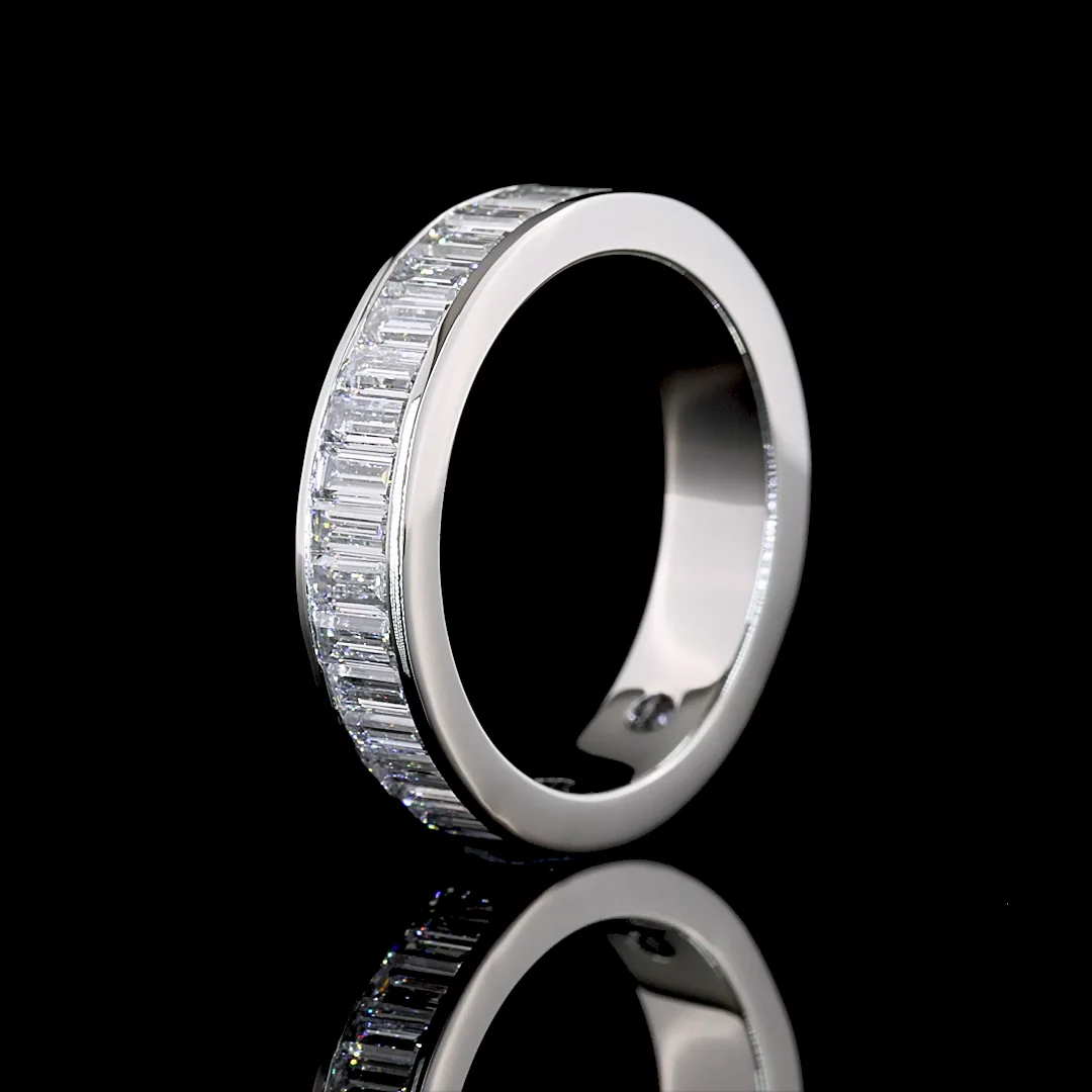 1.51 Cts Platinum Baguette Shape 3/4 Band Eternity Band - Image 4
