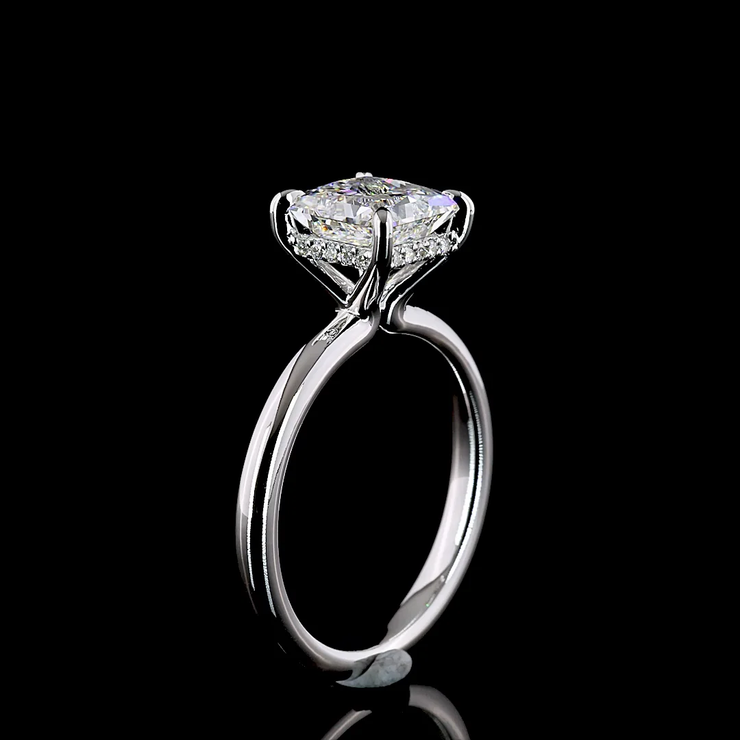 2.11 Cts 14k White Gold Princess Shape Hidden Halo Ring - Image 4