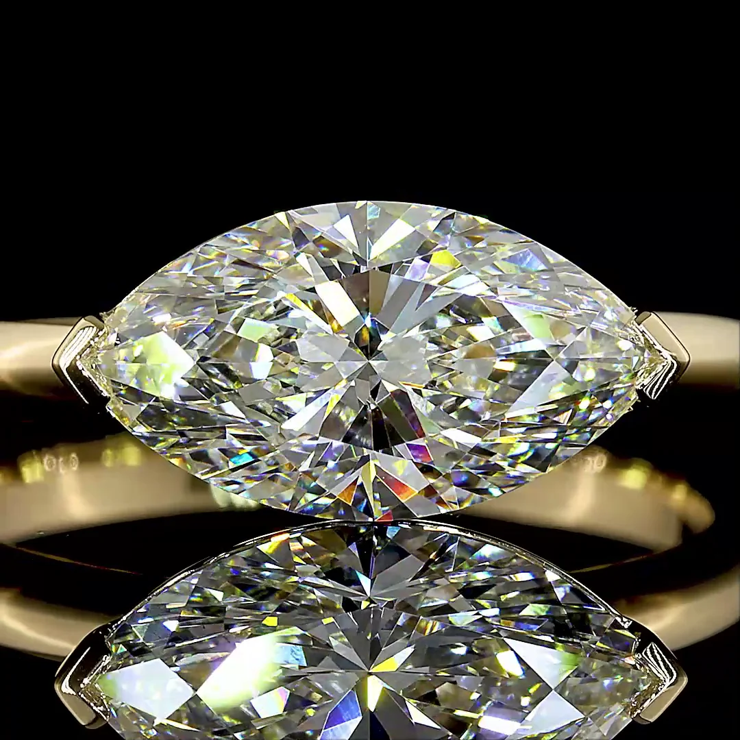 2.01 Cts 14k Yellow Gold Marquise Shape Solitaire Ring - Image 3