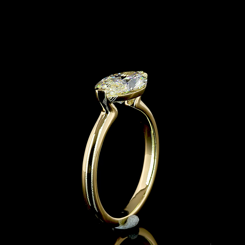 2.01 Cts 14k Yellow Gold Marquise Shape Solitaire Ring - Image 4