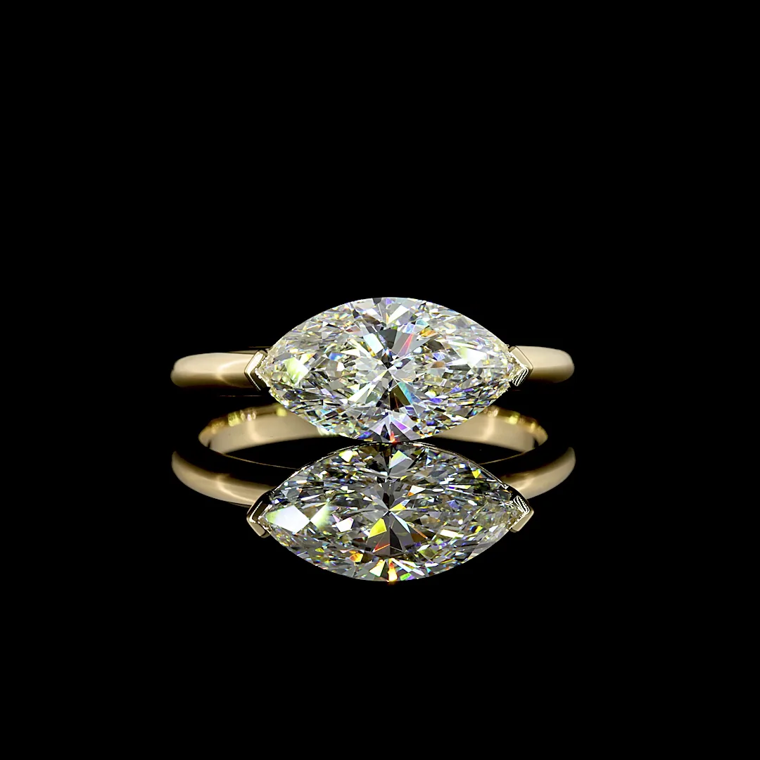 2.01 Cts 14k Yellow Gold Marquise Shape Solitaire Ring - Video