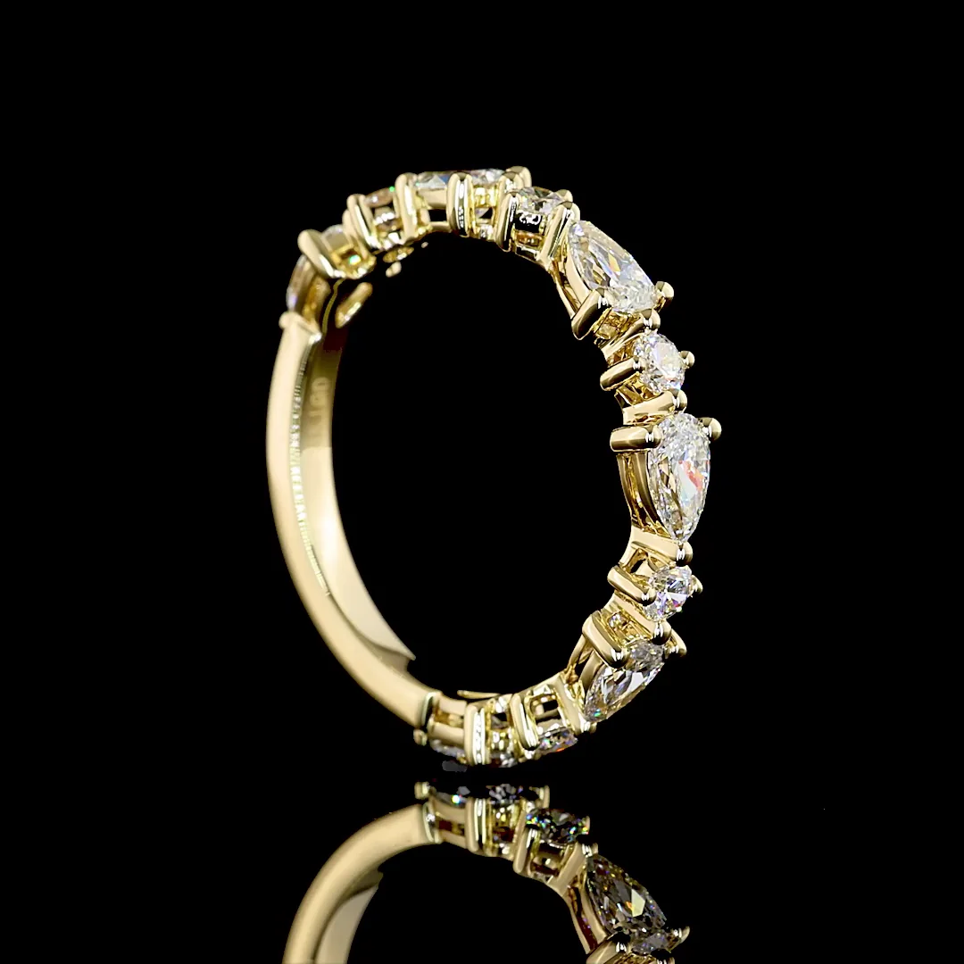 1.26 Cts 14k Yellow Gold Mix Shape 3/4 Band Eternity Band - Image 2