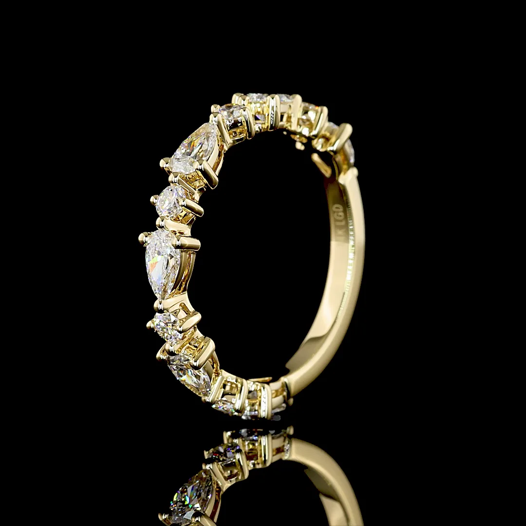 1.26 Cts 14k Yellow Gold Mix Shape 3/4 Band Eternity Band - Image 4